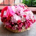 Корзина живых цветов "Розовый микс" диаметром 45 см