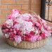 Букет цветов в корзине "Розовый микс" диаметром 50 см