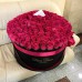 Малиновые розы в цилиндре (XXL) от 215 роз